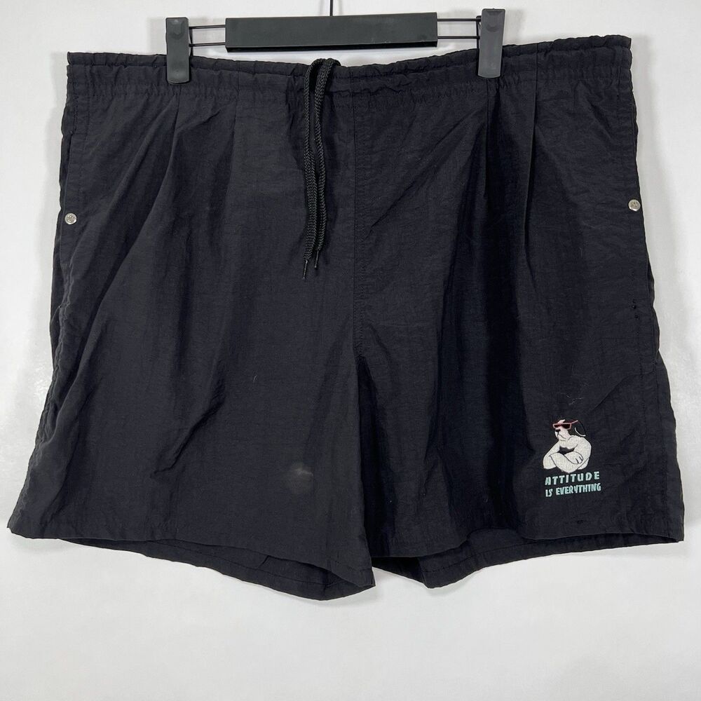 Vintage Big Dogs Swim Trunks Mens Medium (Fit Like XL) 38x6 Black Mesh Lined